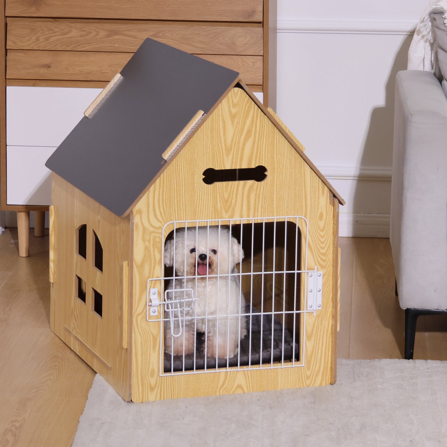RYPetmia Large Dog Wooden House Dog Crate