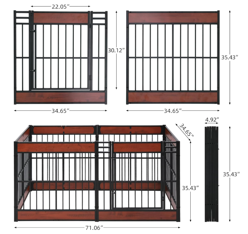35.4" High Wooden Playpen- MAHOGANY