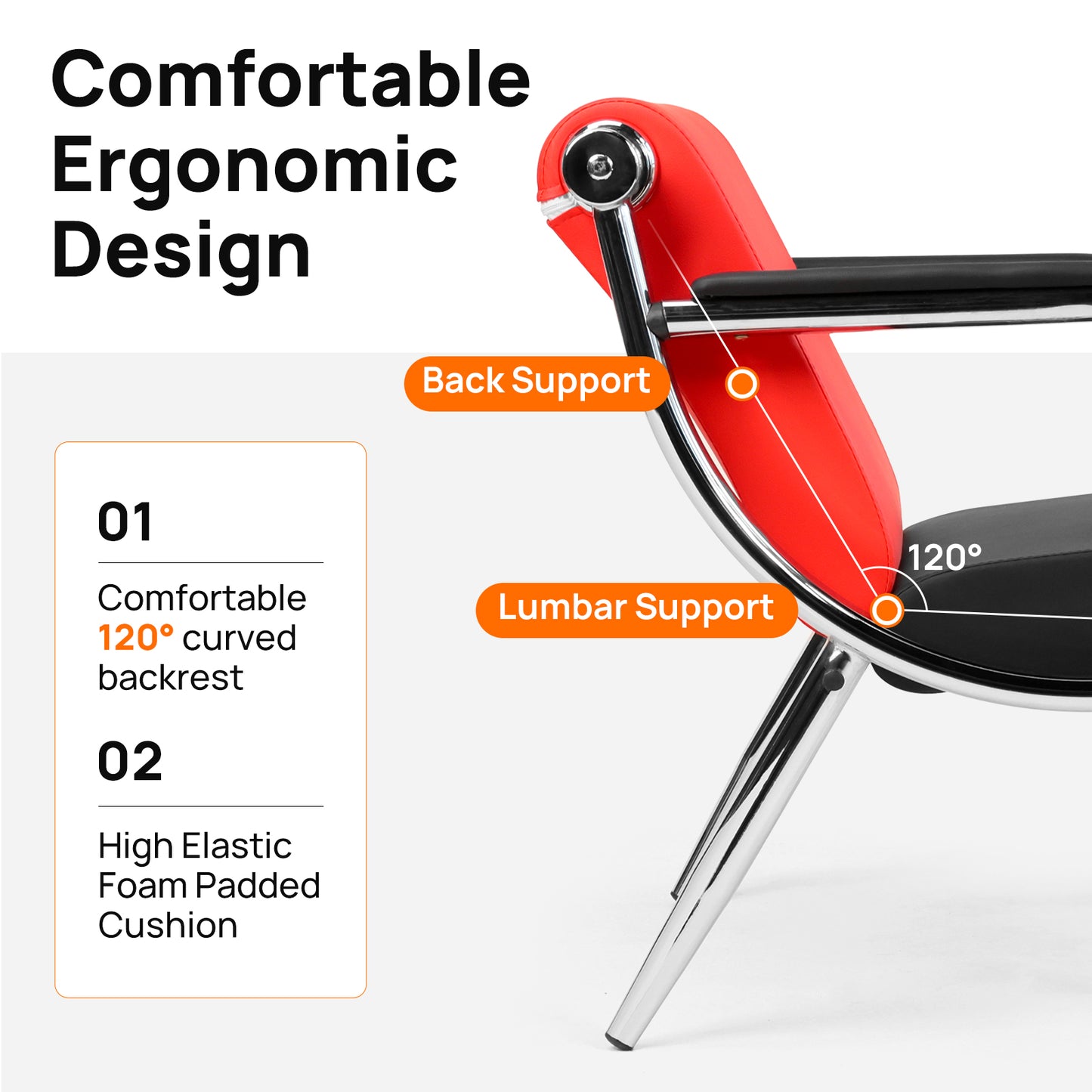 Walcut Office Reception Chair, 1-Seat, Red & Black