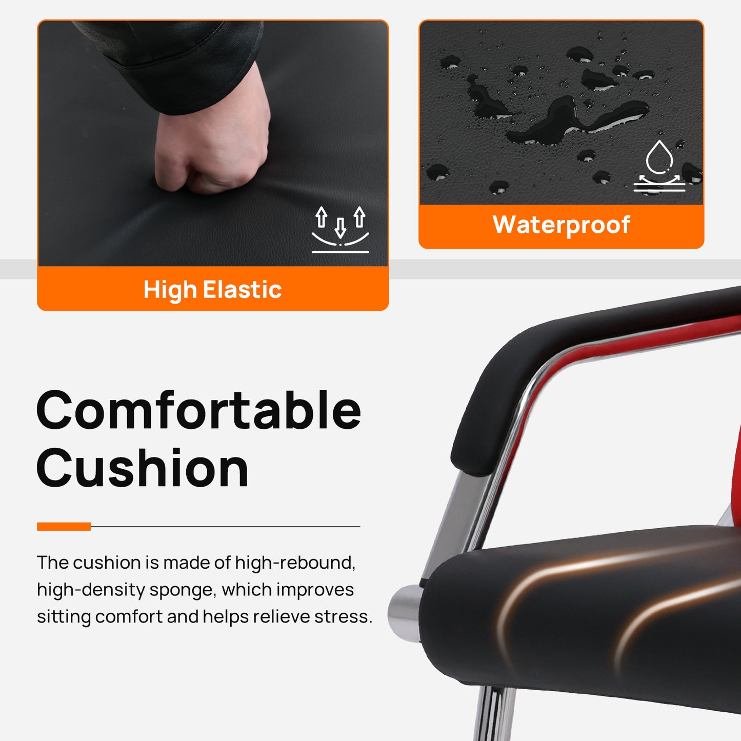 Walcut Office Reception Chair, 1-Seat, Red & Black