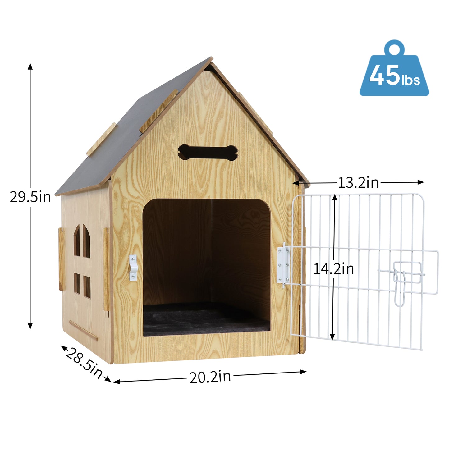 RYPetmia Large Dog Wooden House Dog Crate