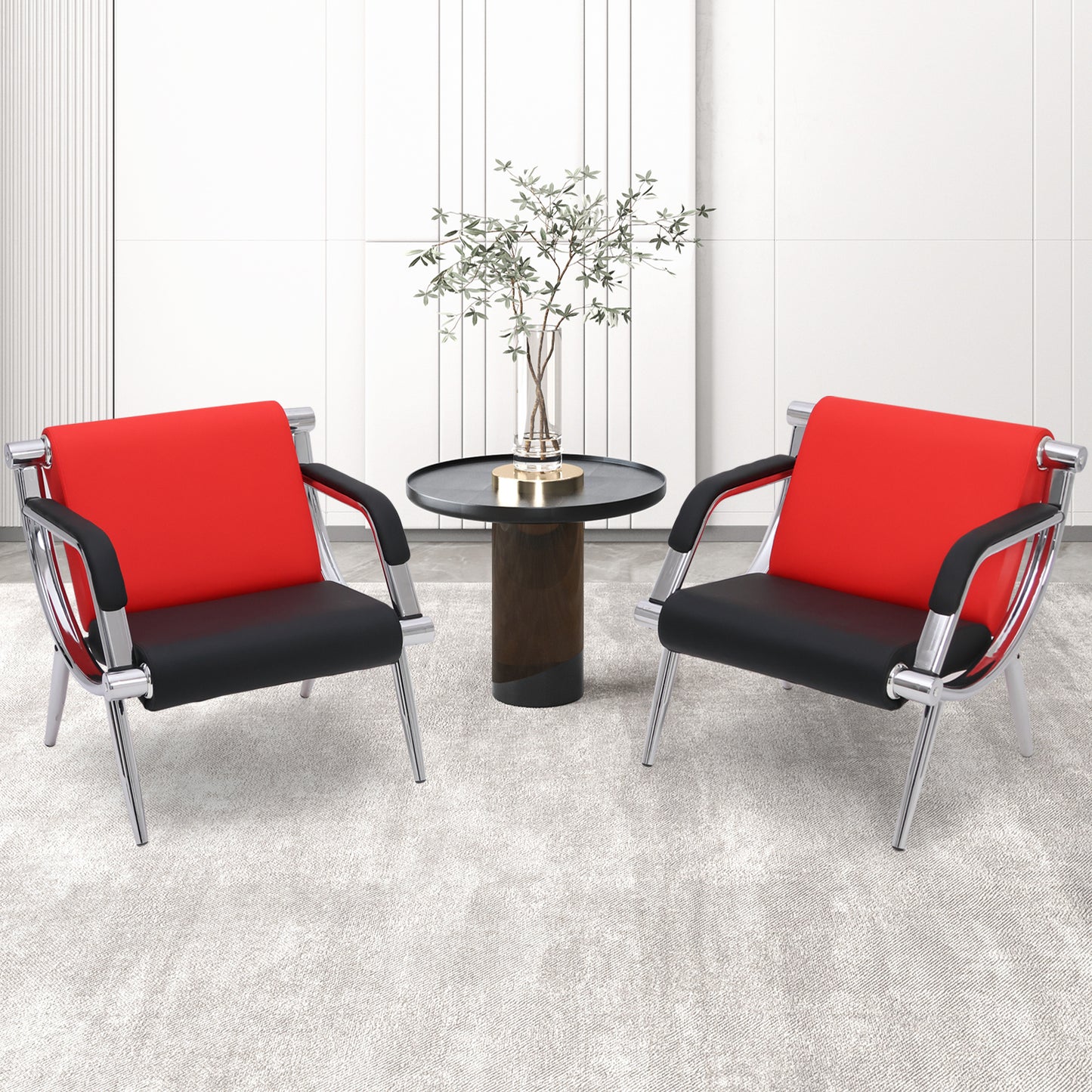 Walcut Office Reception Chair, 1-Seat, Red & Black