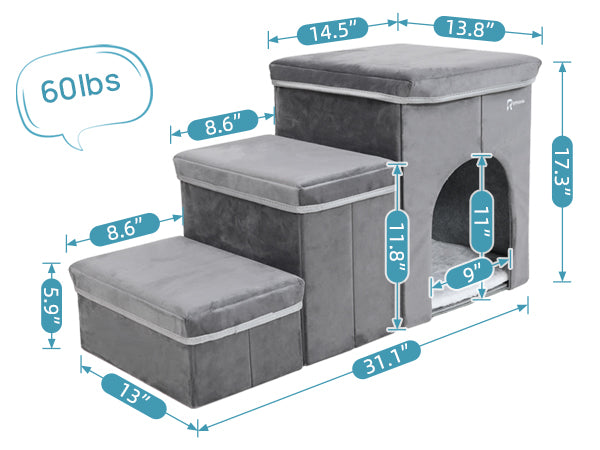 RYpetmia Foldable Pet Stairs for Beds & Sofas