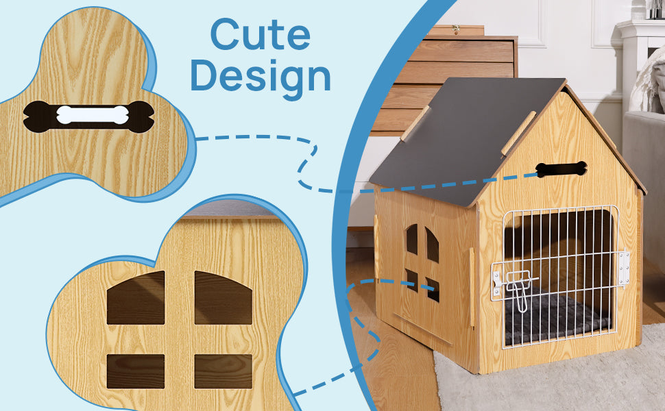 RYPetmia Large Dog Wooden House Dog Crate