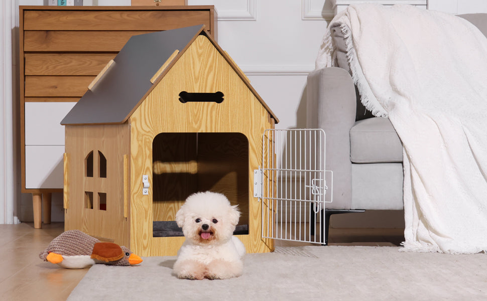 RYPetmia Large Dog Wooden House Dog Crate