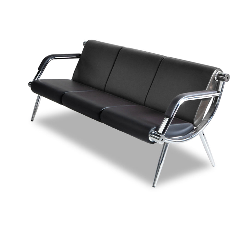Bestmart INC 3-Seat Office Reception Sofa Waiting Room Bench Visitor Guest Sofa Airport Clinic Seat (Blue / Black)
