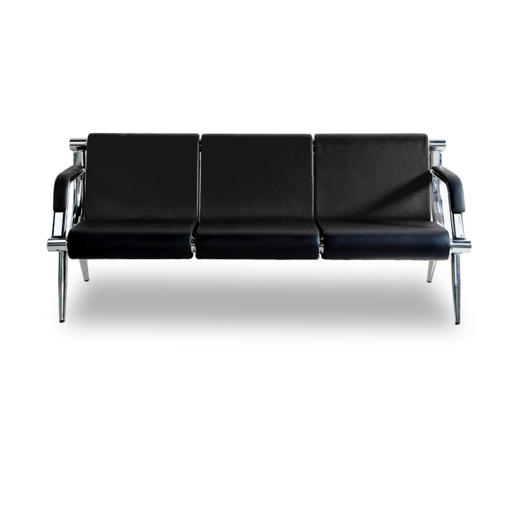 Bestmart INC 3-Seat Office Reception Sofa Waiting Room Bench Visitor Guest Sofa Airport Clinic Seat (Blue / Black)