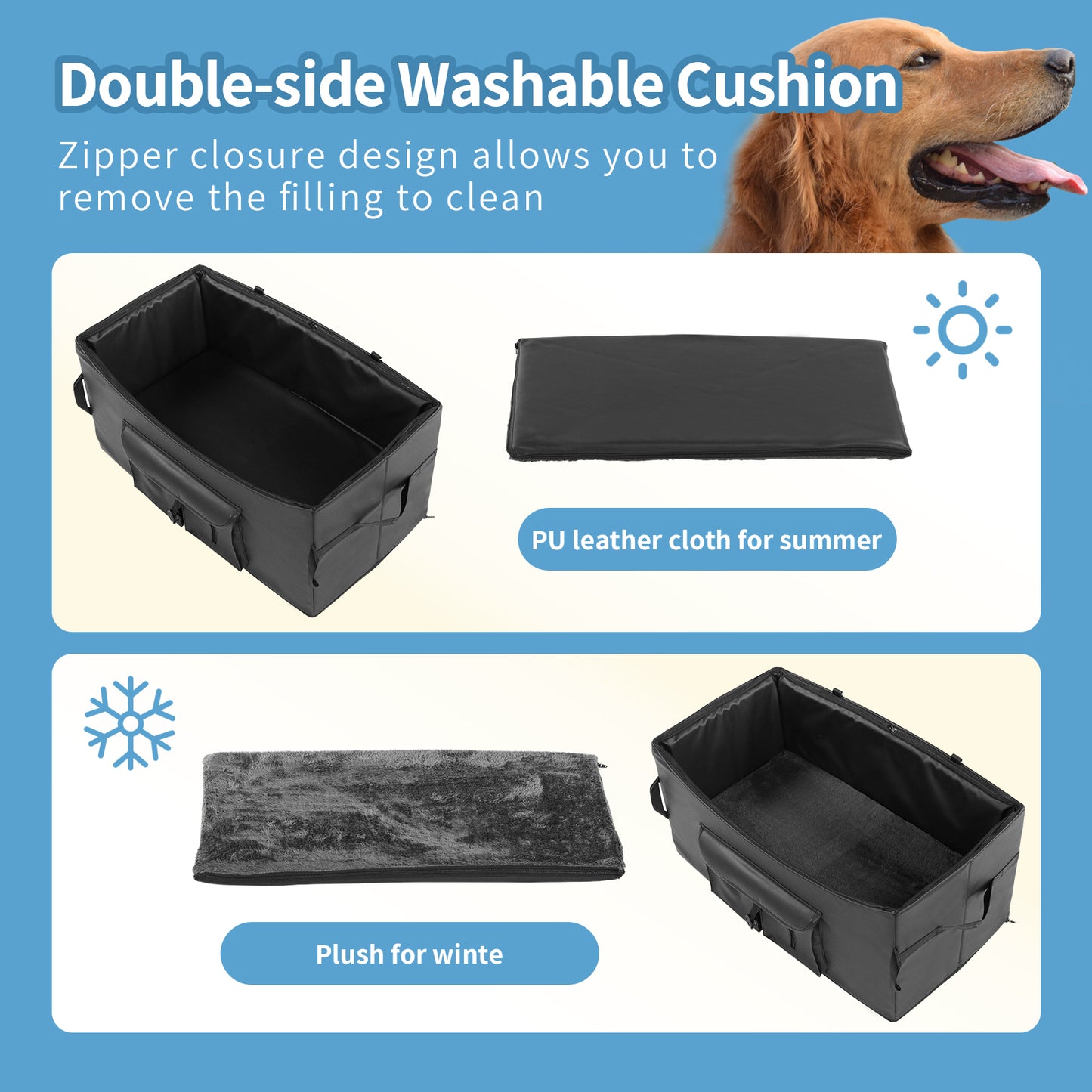 Dog Car Booster Seat for 2 Small Dogs or Medium Dog