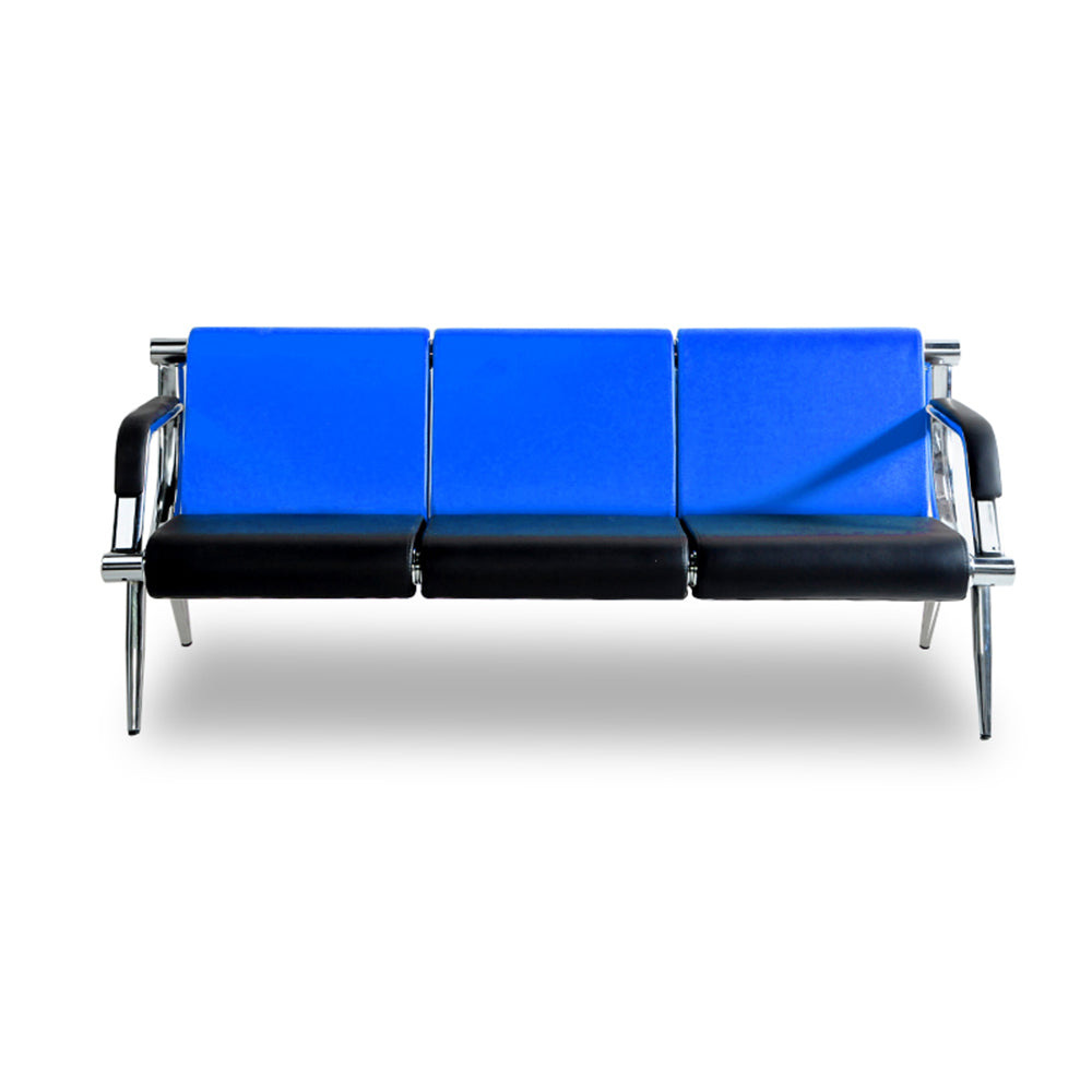 Bestmart INC 3-Seat Office Reception Sofa Waiting Room Bench Visitor Guest Sofa Airport Clinic Seat (Blue / Black)