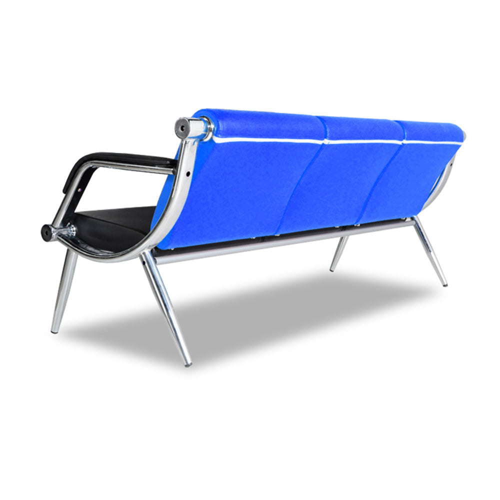 Bestmart INC 3-Seat Office Reception Sofa Waiting Room Bench Visitor Guest Sofa Airport Clinic Seat (Blue / Black)