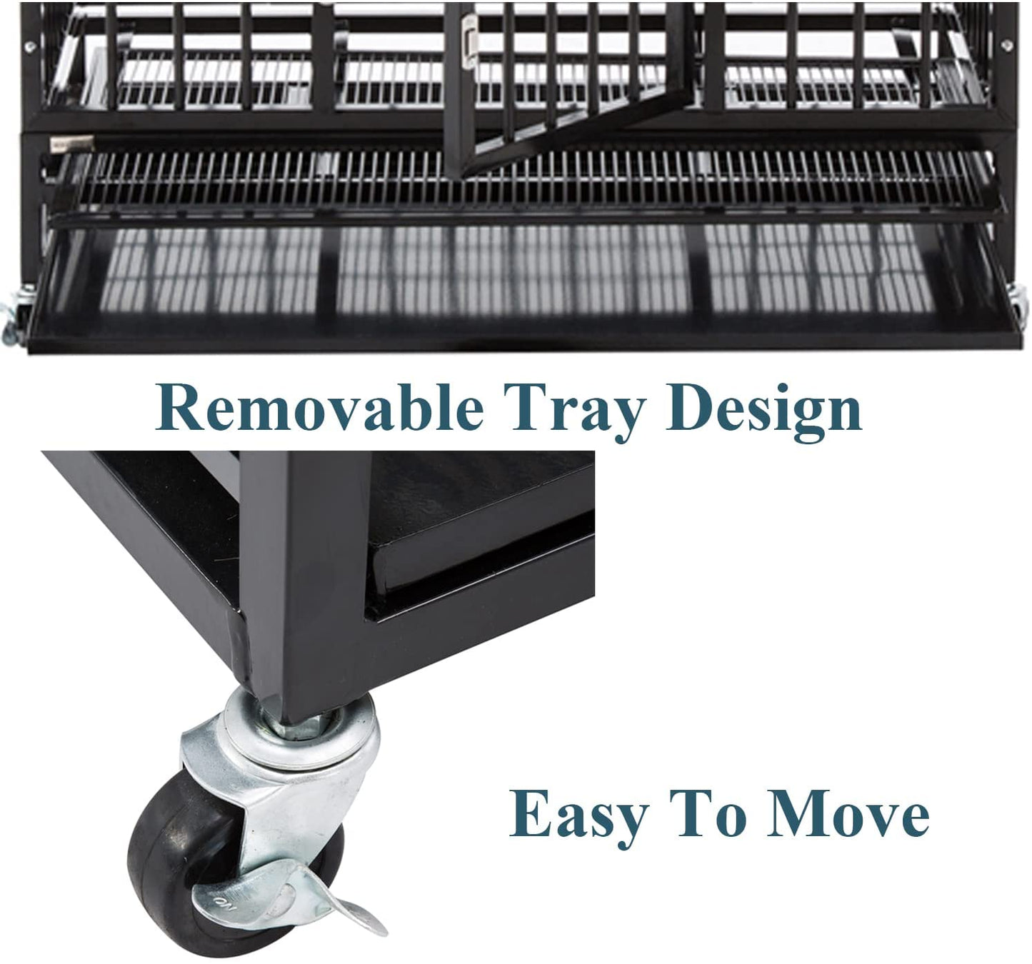Heavy Duty Dog Crate, Indestructible, High Anxiety Double Door and Removable Tray Design