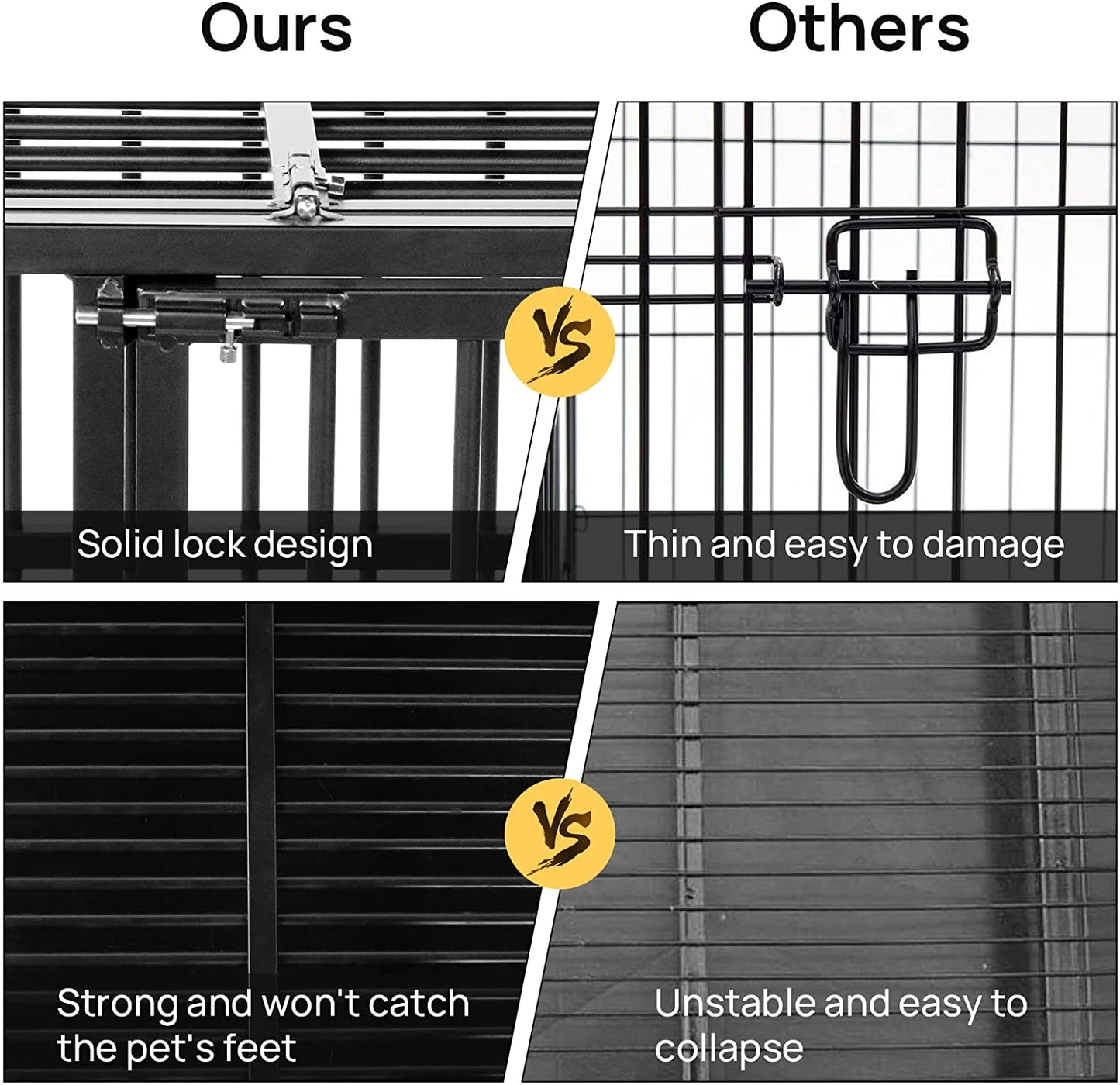 RYPetmia Heavy Duty Dog Crate, Indestructible,Foldable,
