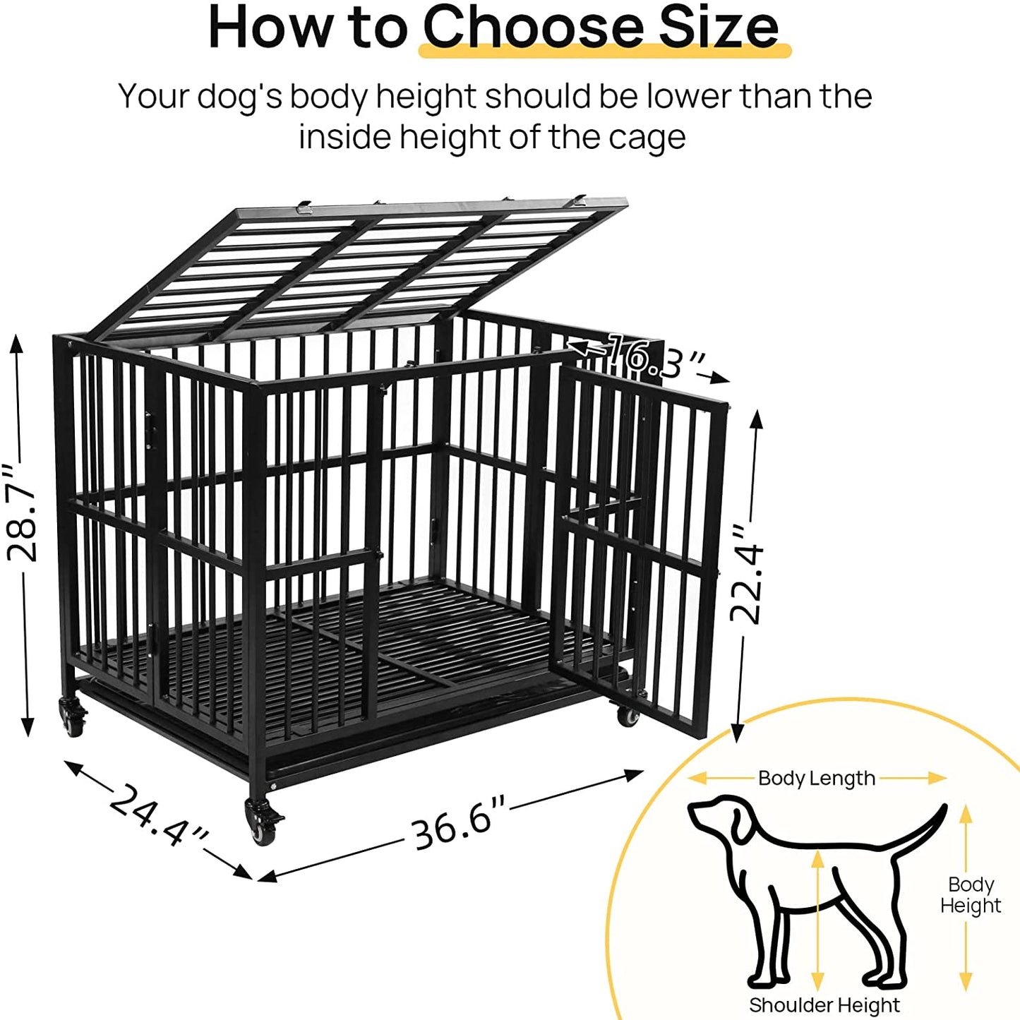 RYPetmia Heavy Duty Dog Crate, Indestructible,Foldable,