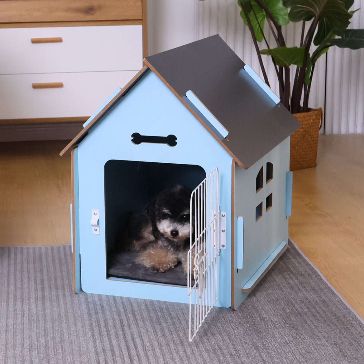 RYPetmia Dog Wooden House Dog Crate