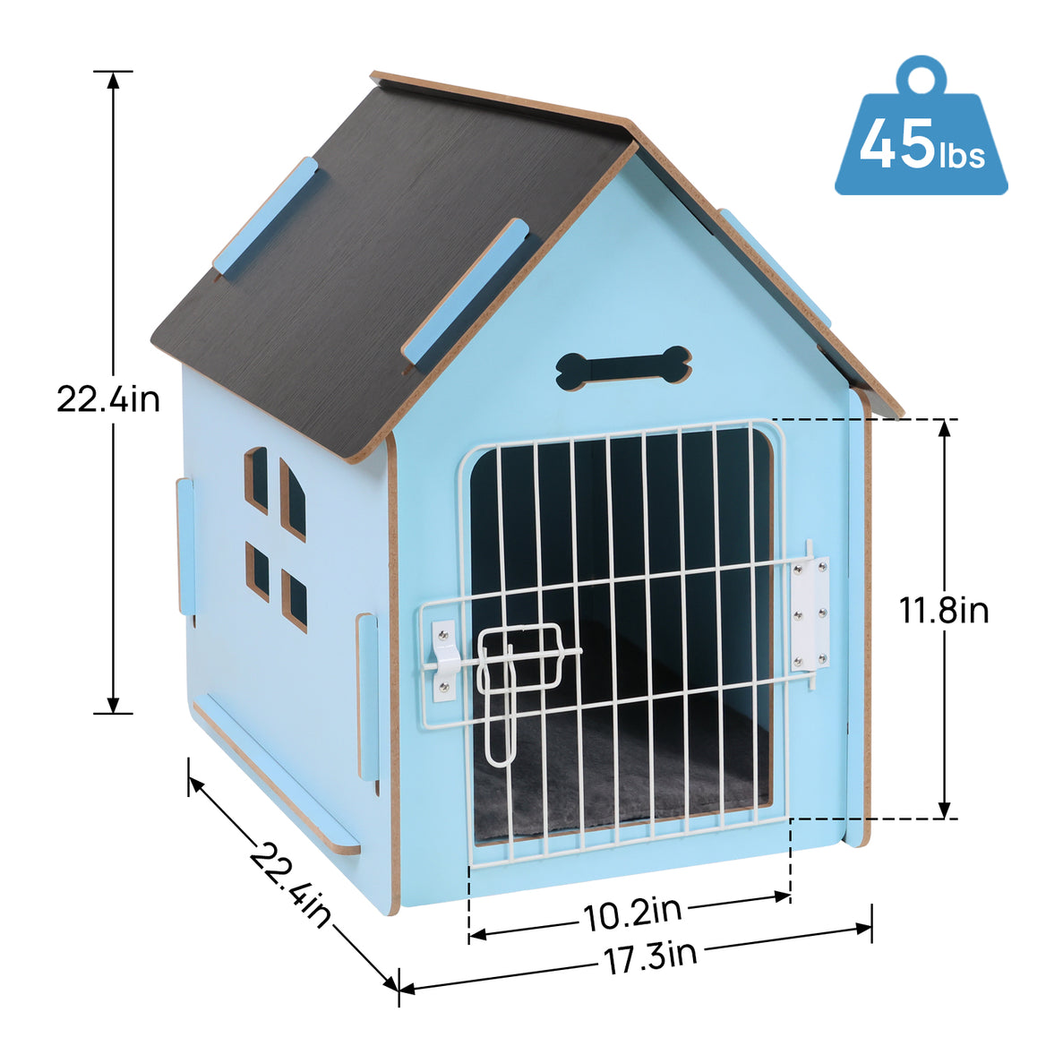 RYPetmia Dog Wooden House Dog Crate