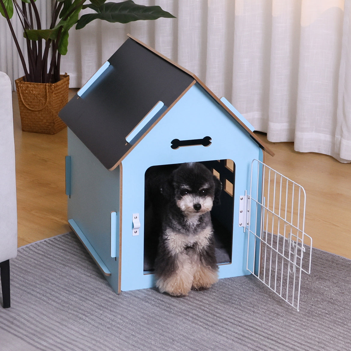 RYPetmia Dog Wooden House Dog Crate