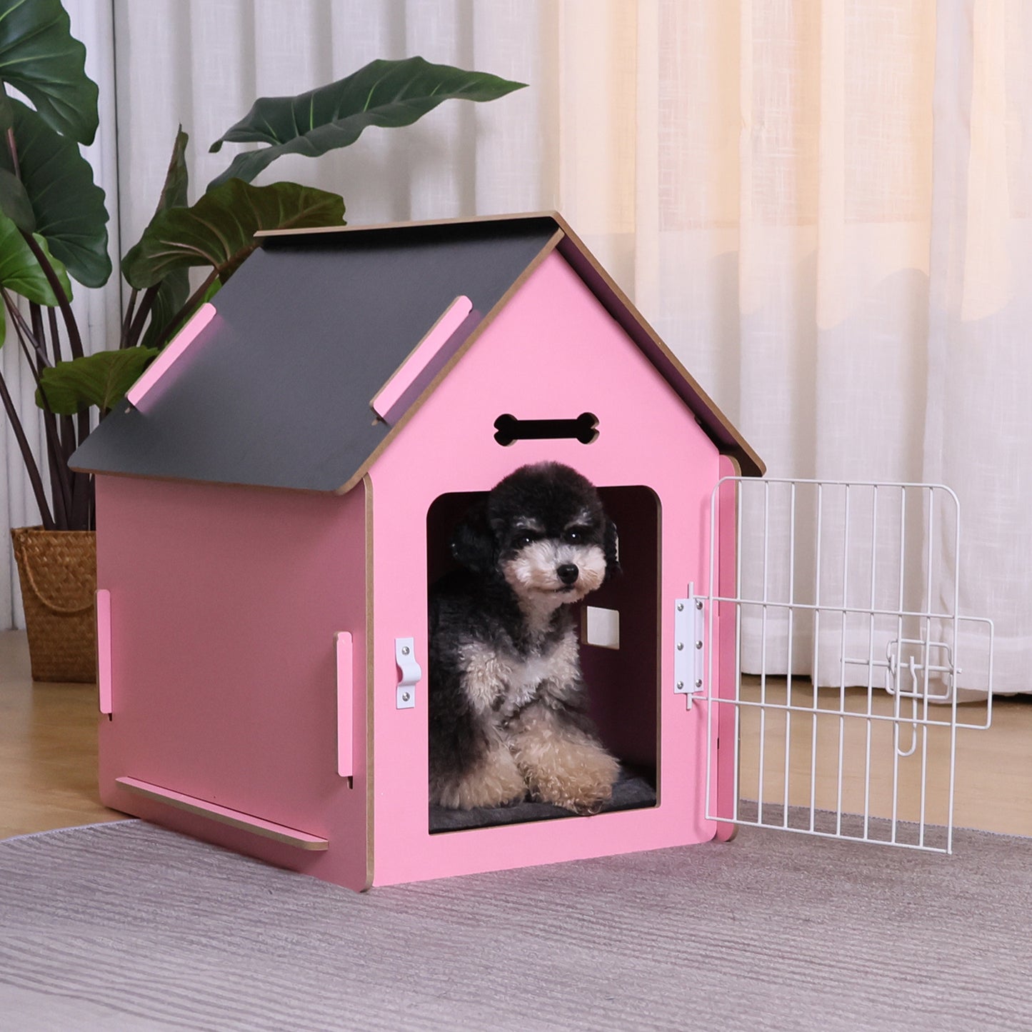 RYPetmia Dog Wooden House Dog Crate