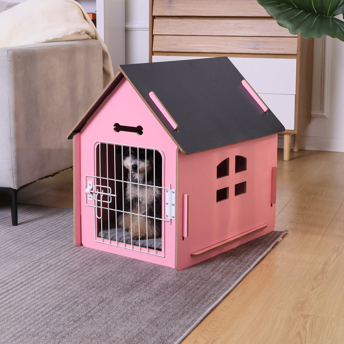 RYPetmia Dog Wooden House Dog Crate