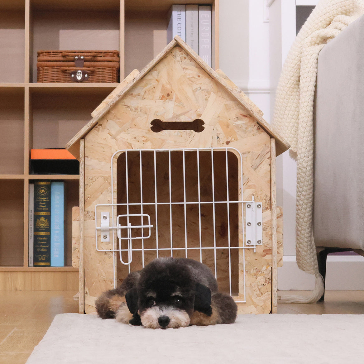 RYPetmia Dog Wooden House Dog Crate