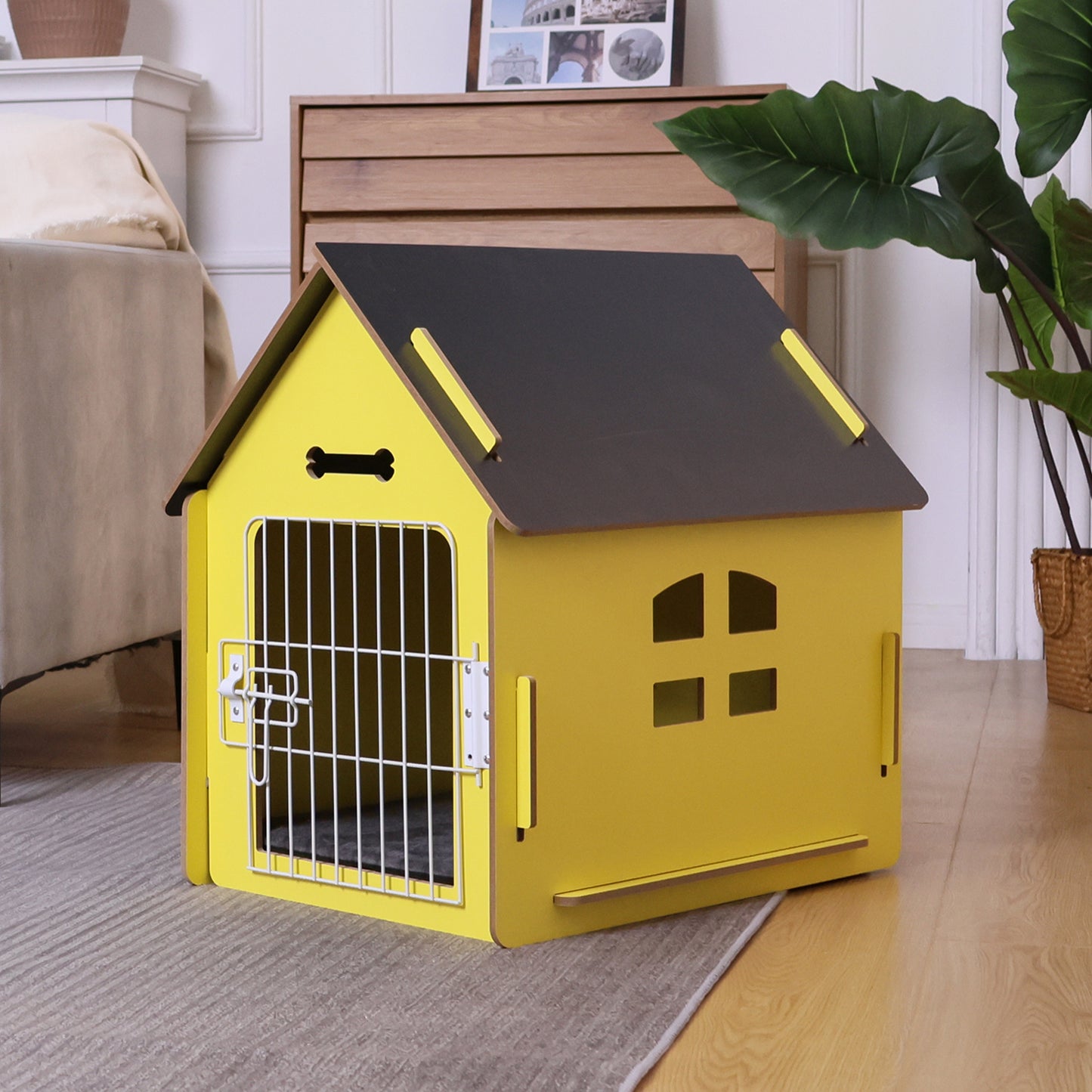 RYPetmia Dog Wooden House Dog Crate