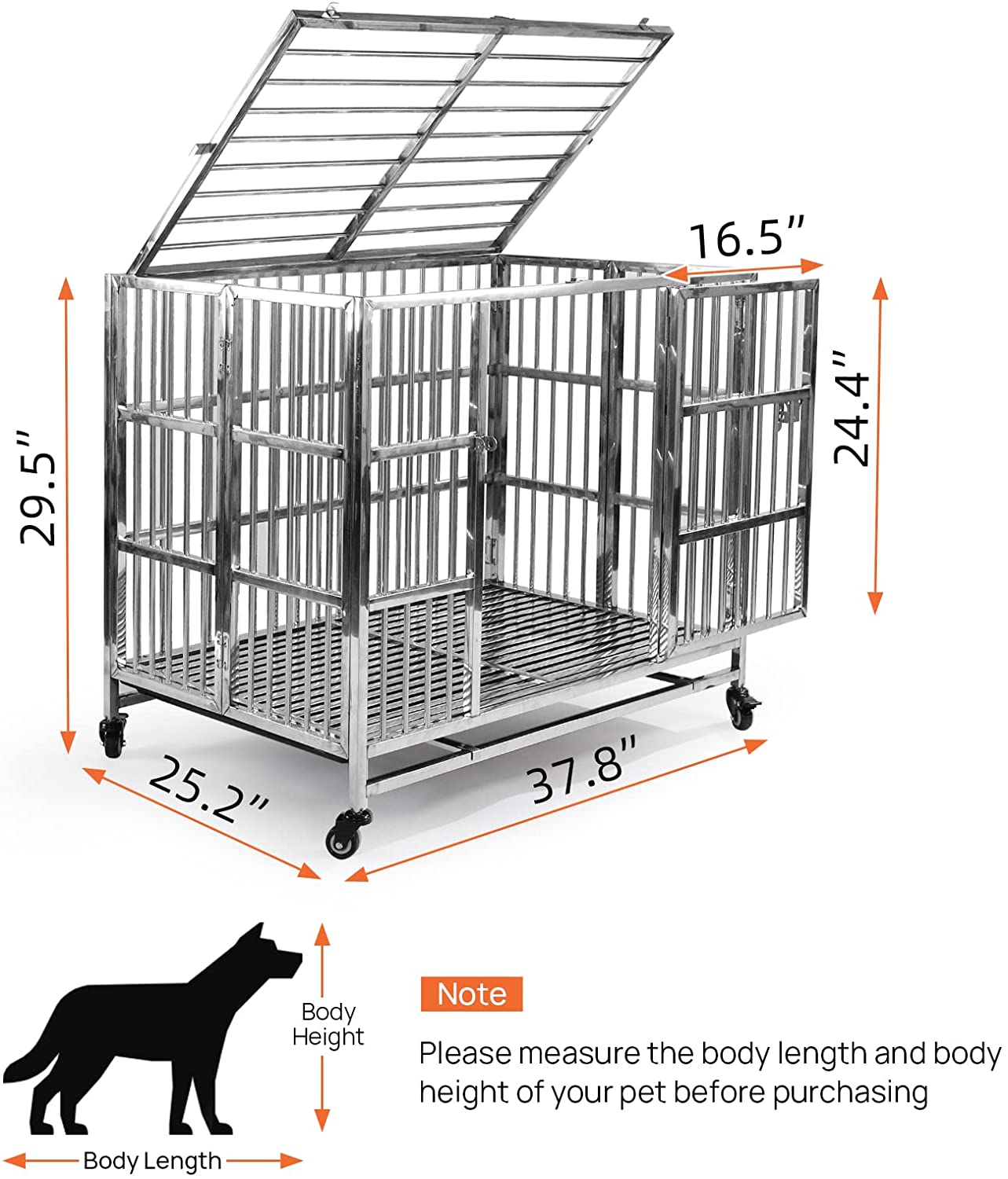 Large dog cage clearance dimensions