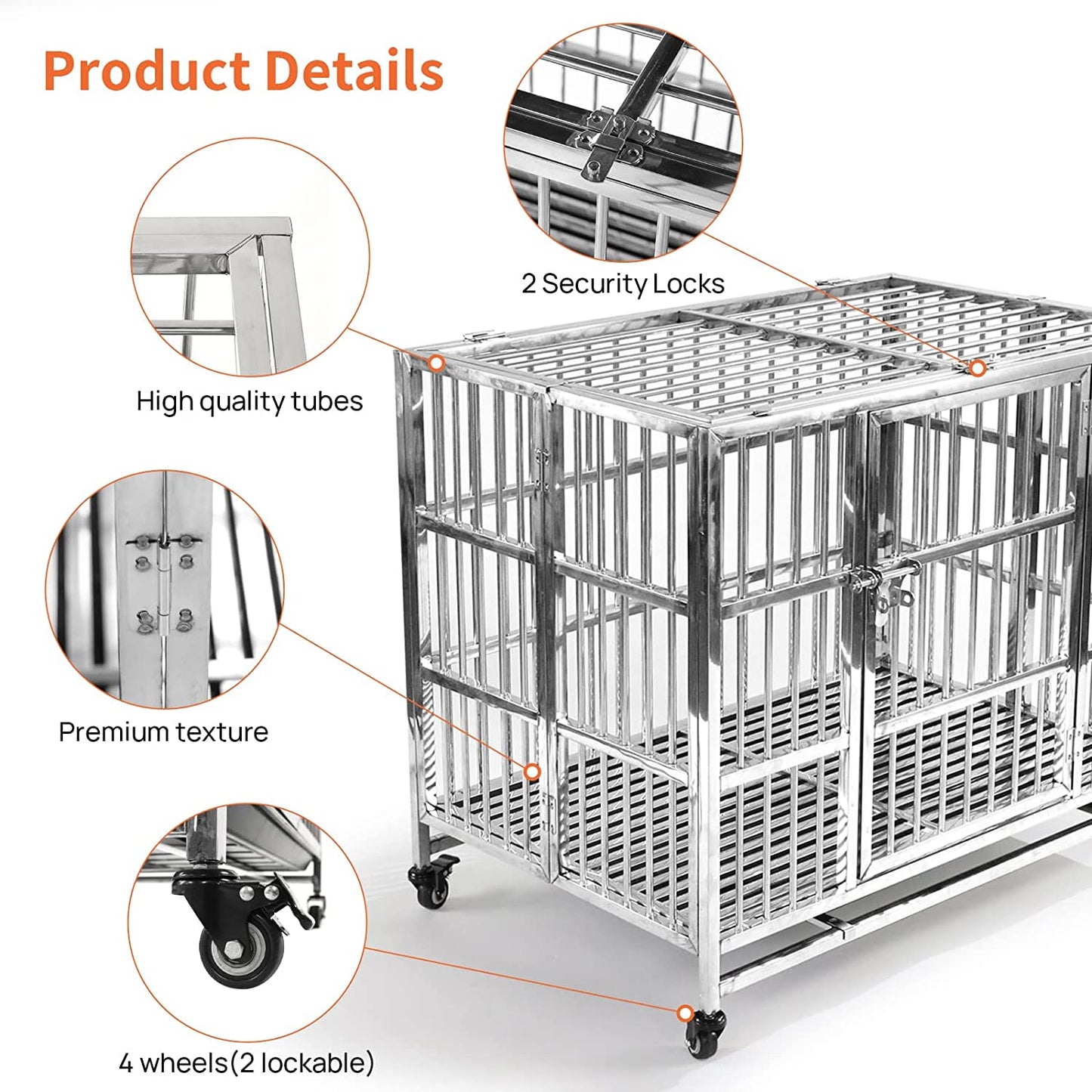 RYPetmia Heavy Duty Dog Crate, Indestructible,Foldable,